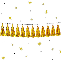 Гирлянда тассел 12 кисточек по 10 листов, фольга золото