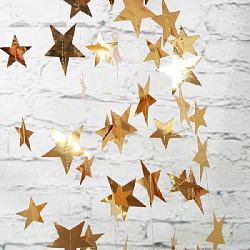 Гирлянда Звезды металлик 10 см 4 м золото