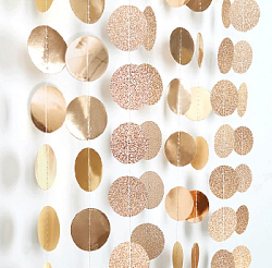 Гирлянда "Кружочки" блеск/металлик 5 см х 4,5 м, Шампань