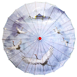Китайский тканевый зонтик цветочный с кисточкой 82х54см, №6